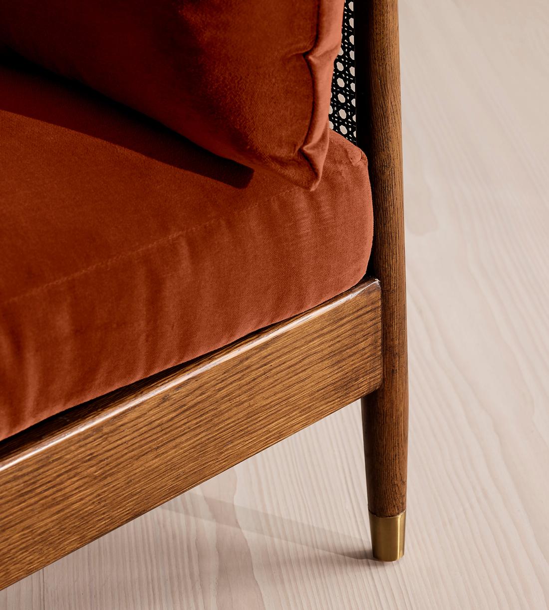 Atlanta Three Seater Sofa - Velvet - Rust - US - Images - Image 5