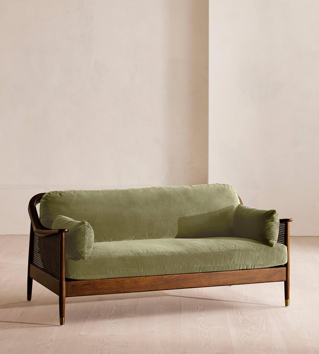 Atlanta Three Seater Sofa - Velvet - Lichen - US - Listing - Image 1