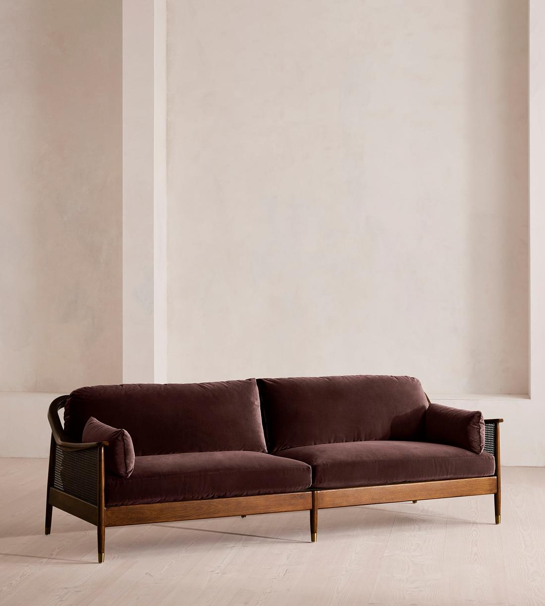 Atlanta Four Seater Sofa - Velvet - Aubergine - US - Listing - Image 1