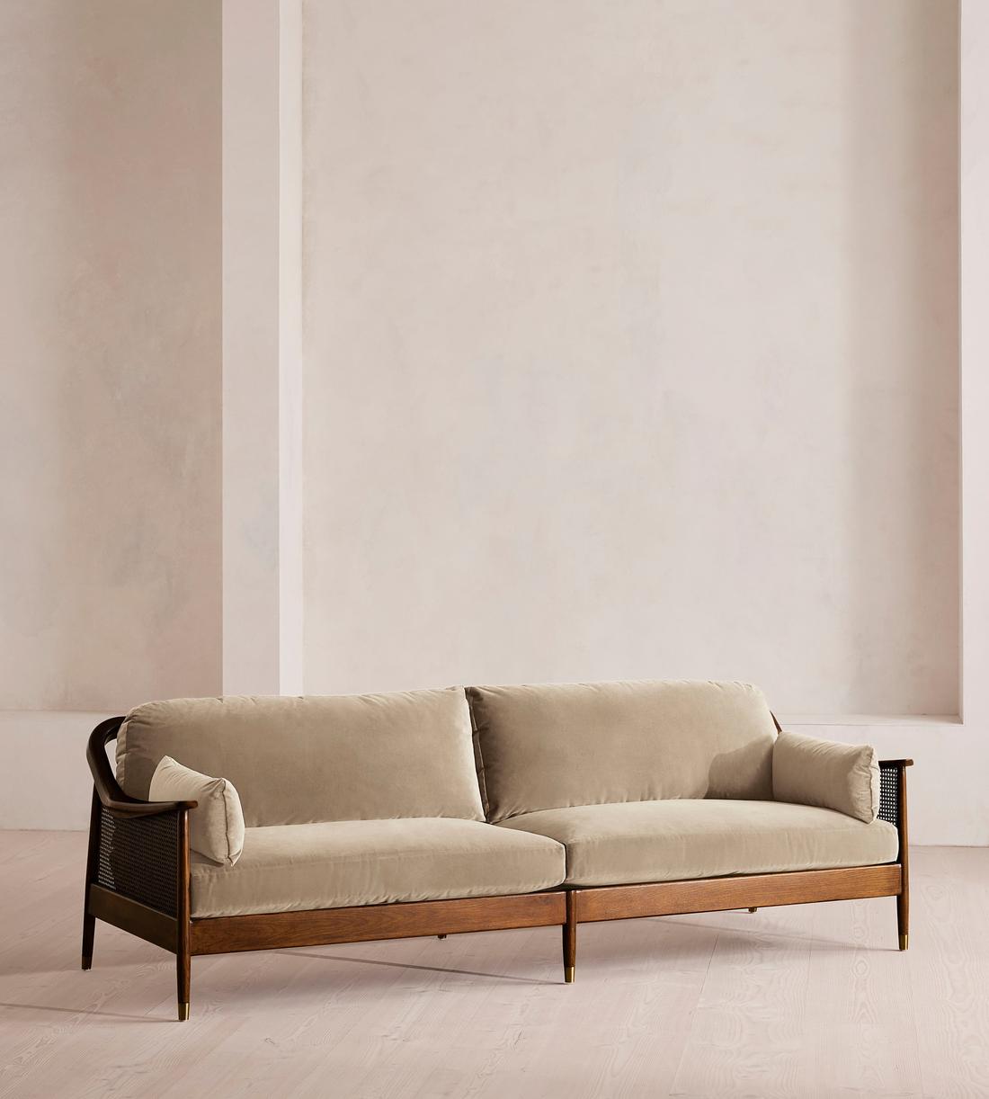 Atlanta Four Seater Sofa - Velvet - Oyster - US - Listing - Image 1
