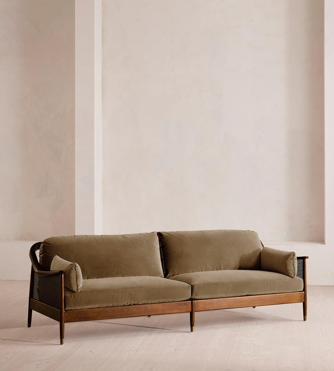 Atlanta Four Seater Sofa - Velvet - Truffle - US - Listing - Image 1