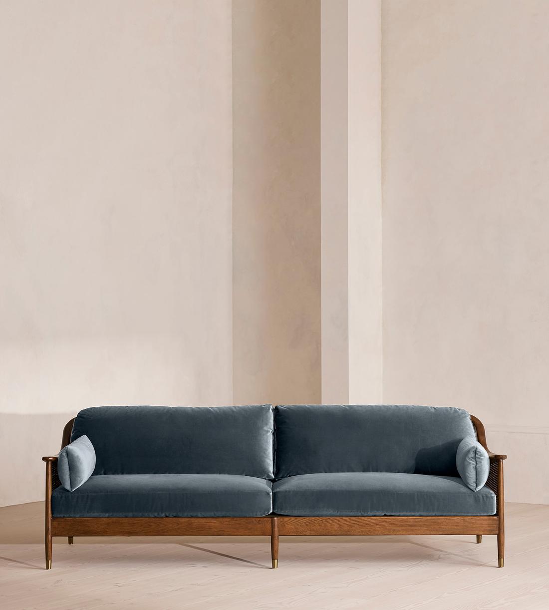 Atlanta Four Seater Sofa - Velvet - Grey Blue - US - Listing - Image 2
