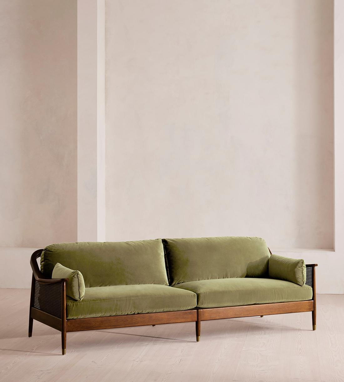 Atlanta Four Seater Sofa - Velvet - Lichen - US - Listing - Image 1