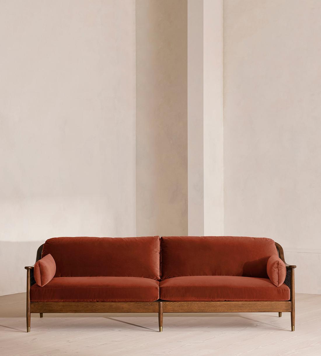 Atlanta Four Seater Sofa - Velvet - Rust - US - Listing - Image 2