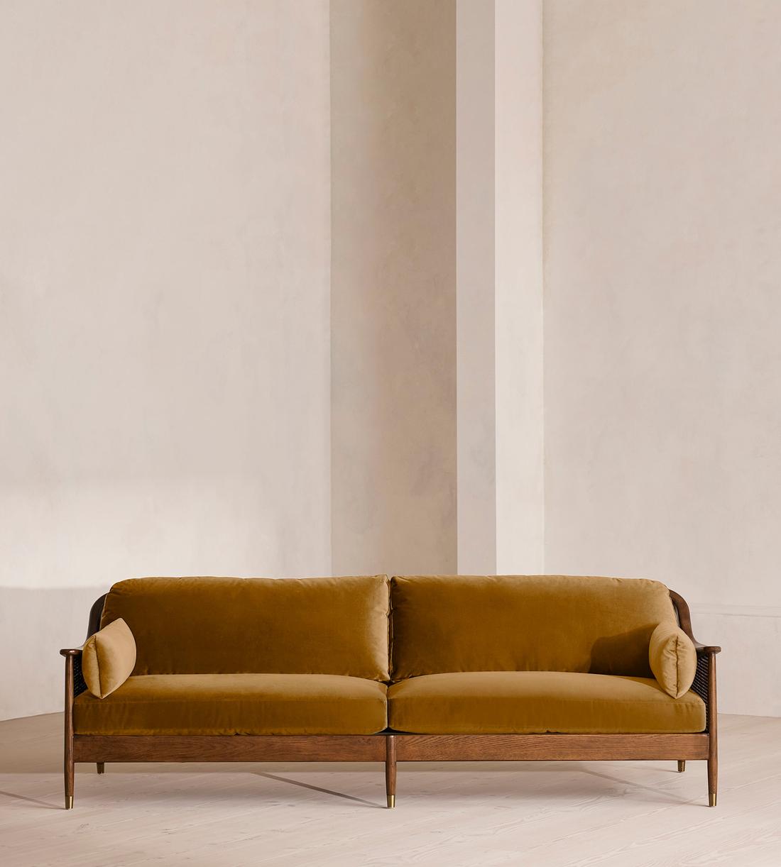 Atlanta Four Seater Sofa - Velvet - Mustard - US - Listing - Image 2