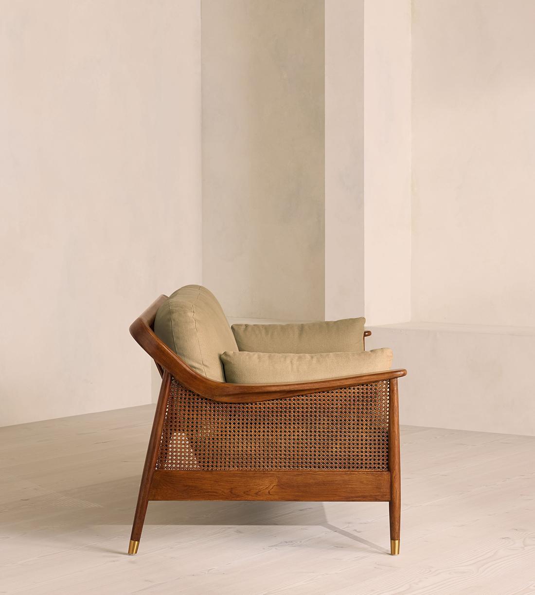 Atlanta Three Seater Sofa - Linen - Wheat - Images - Image 3