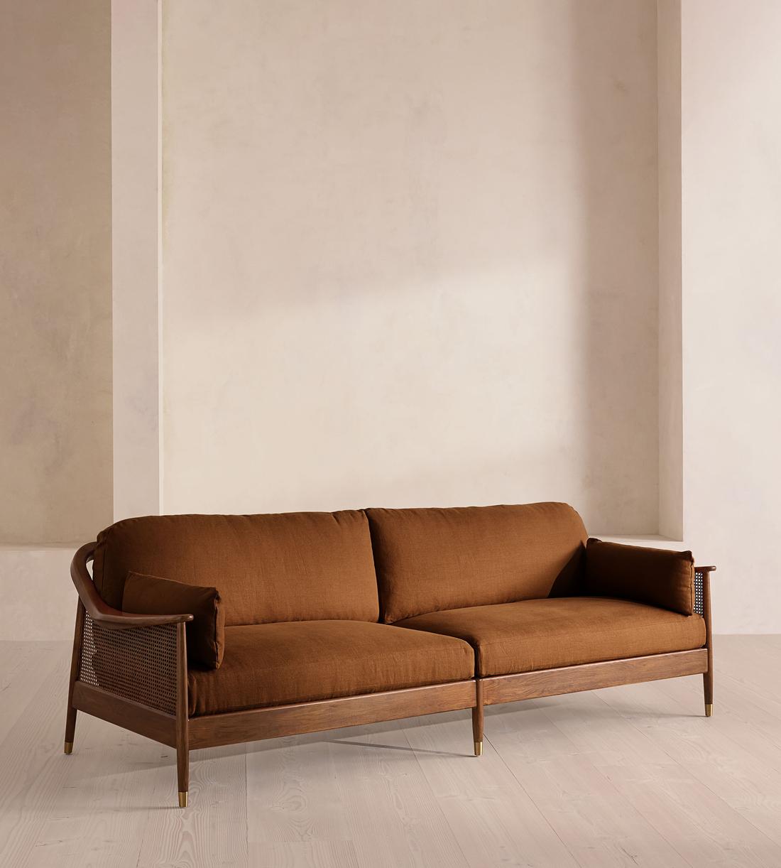 Atlanta Four Seater Sofa - Linen - Terracotta - US - Listing - Image 2