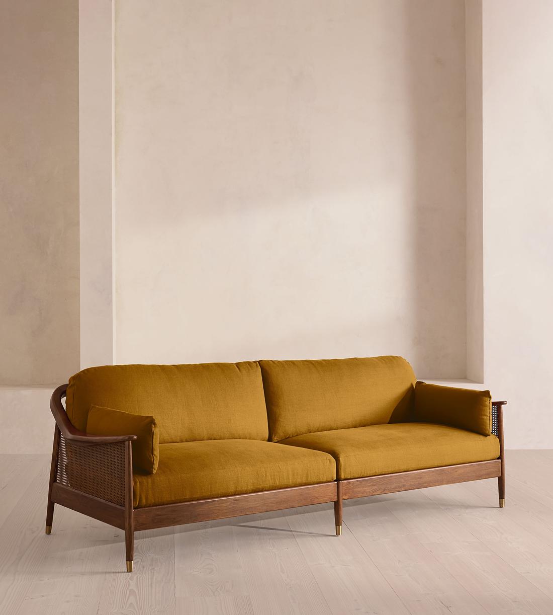 Atlanta Four Seater Sofa - Linen - Turmeric - US - Listing - Image 2