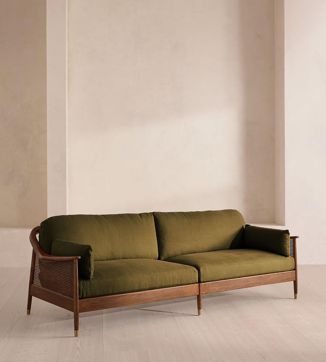 Atlanta Four Seater Sofa - Linen - Olive - US - Listing - Image 2