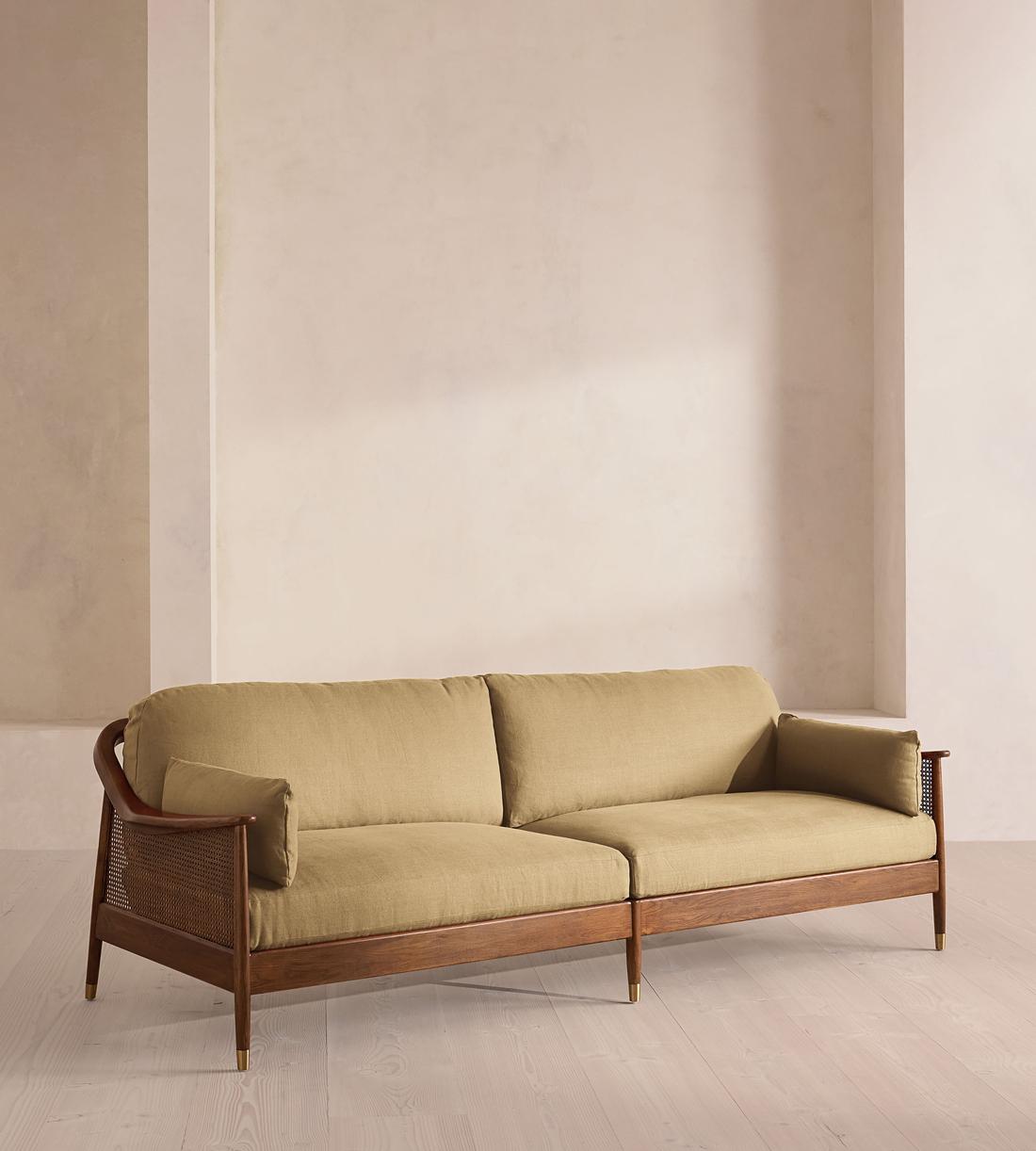 Atlanta Four Seater Sofa - Linen - Wheat - US - Listing - Image 2