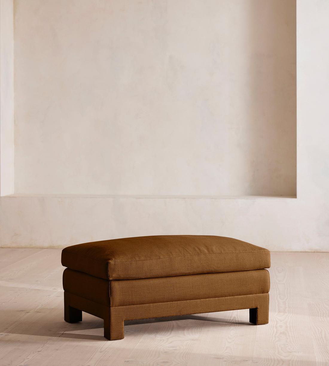 Ashford Ottoman - Linen - Terracotta - UK - Listing - Image 1
