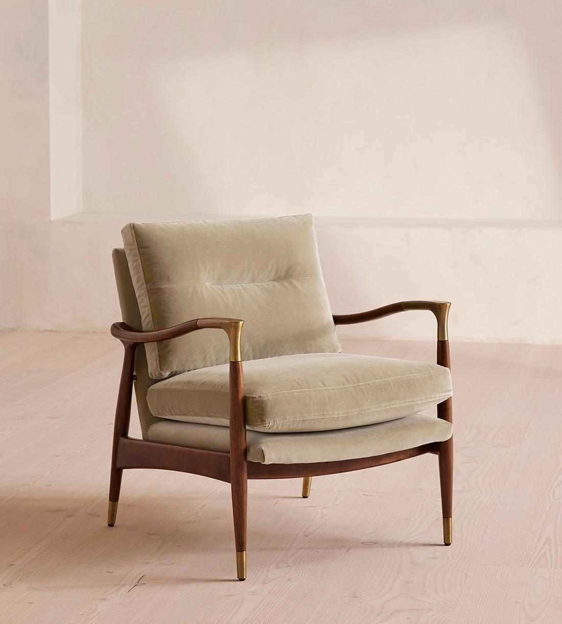 Theodore Armchair - Velvet - Oyster - UK - Listing - Image 1