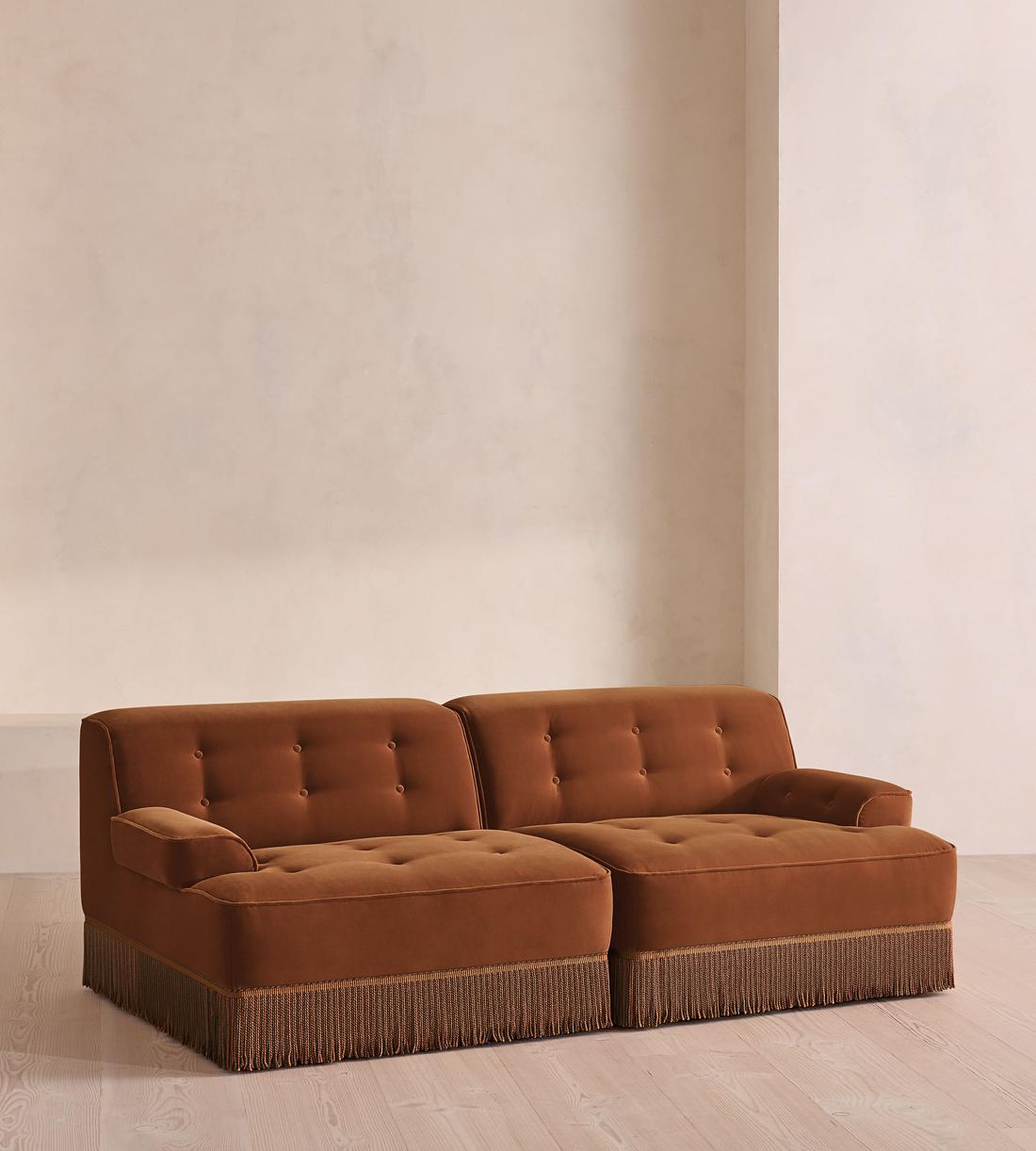 Elowen Sectional Sofa - Three Seater - Velvet - Cinnamon - US - Listing - Image 1