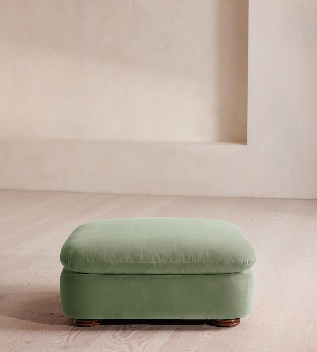 Rava Ottoman - Velvet - Seafoam - UK - Listing - Image 1