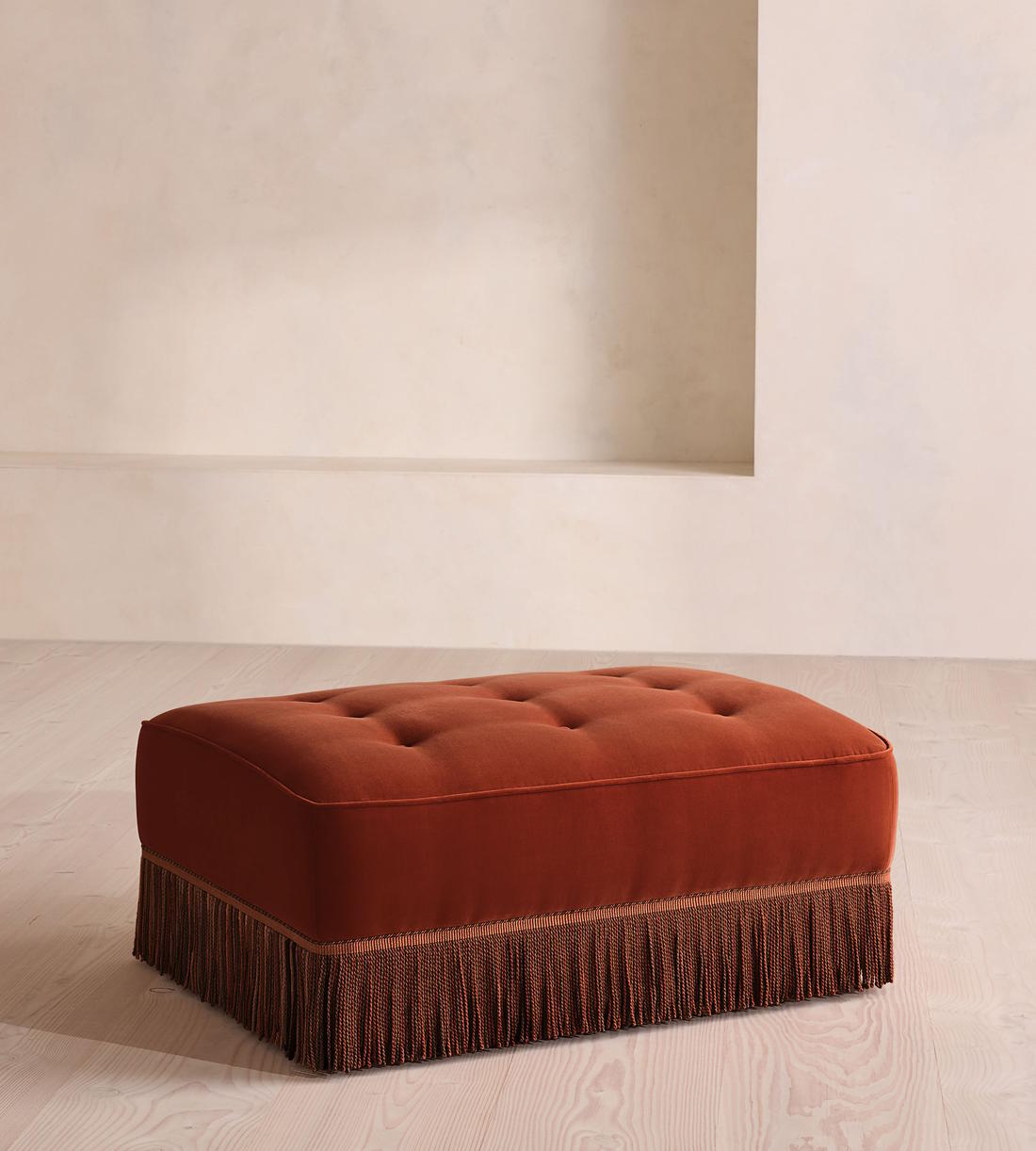 Elowen Ottoman - Velvet - Rust - US - Listing - Image 1