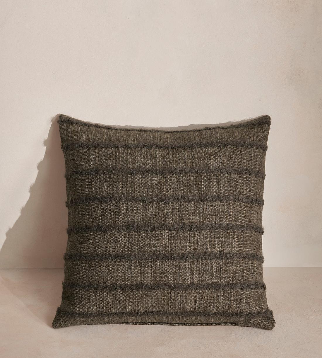 Victor Square Cushion - Chocolate Stripe - Listing - Image 1