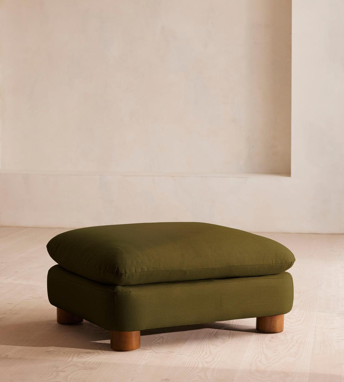 Vivienne Ottoman - Linen - Olive - Listing - Image 1