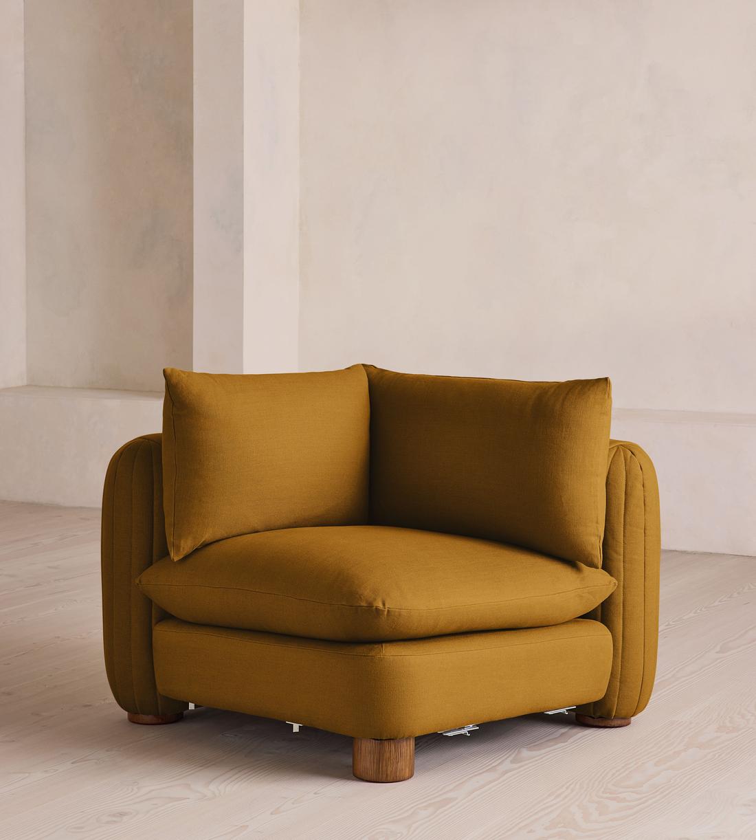 Vivienne Deeper Sit Modular Sofa - Corner Sofa - Linen - Turmeric - UK - Listing - Image 1