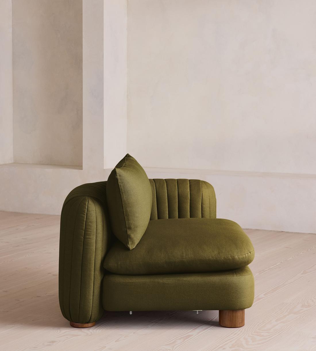 Vivienne Deeper Sit Modular Sofa - Corner Module - Linen - Olive - Image 7