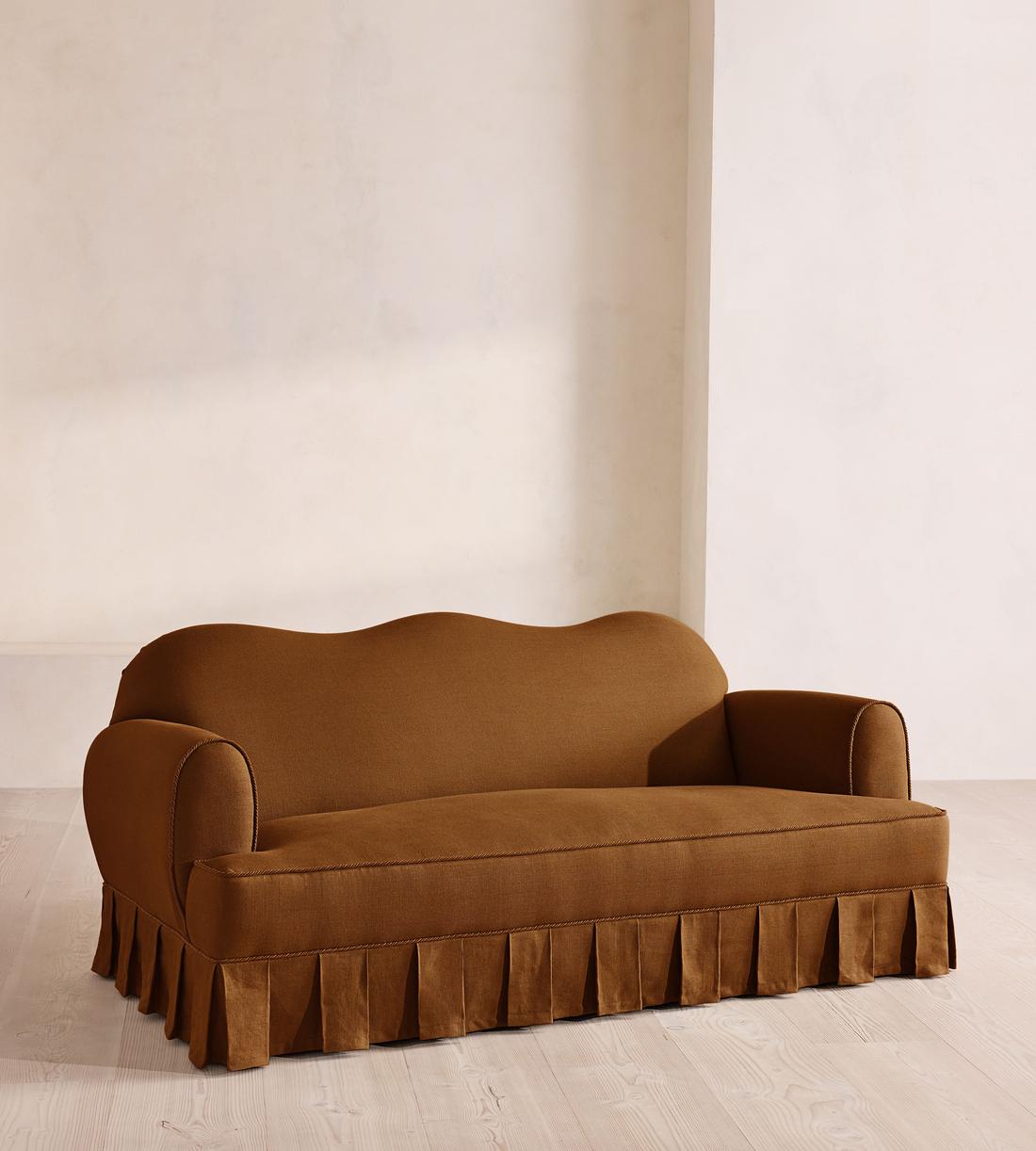 Madelyn Three Seater Sofa - Linen - Terracotta - UK - Listing - Image 1