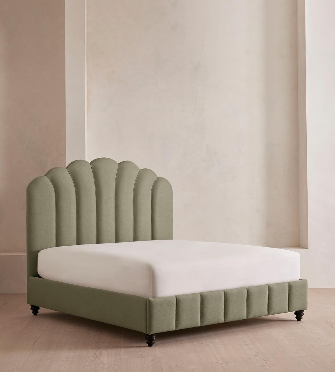 Manette Bed - with Twisted Cord - Double - Linen - Sage - Listing - Image 1