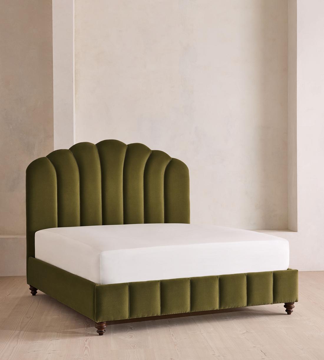 Manette Bed - with Twisted Cord - Full - Velvet - Olive - US - Listing - Image 1