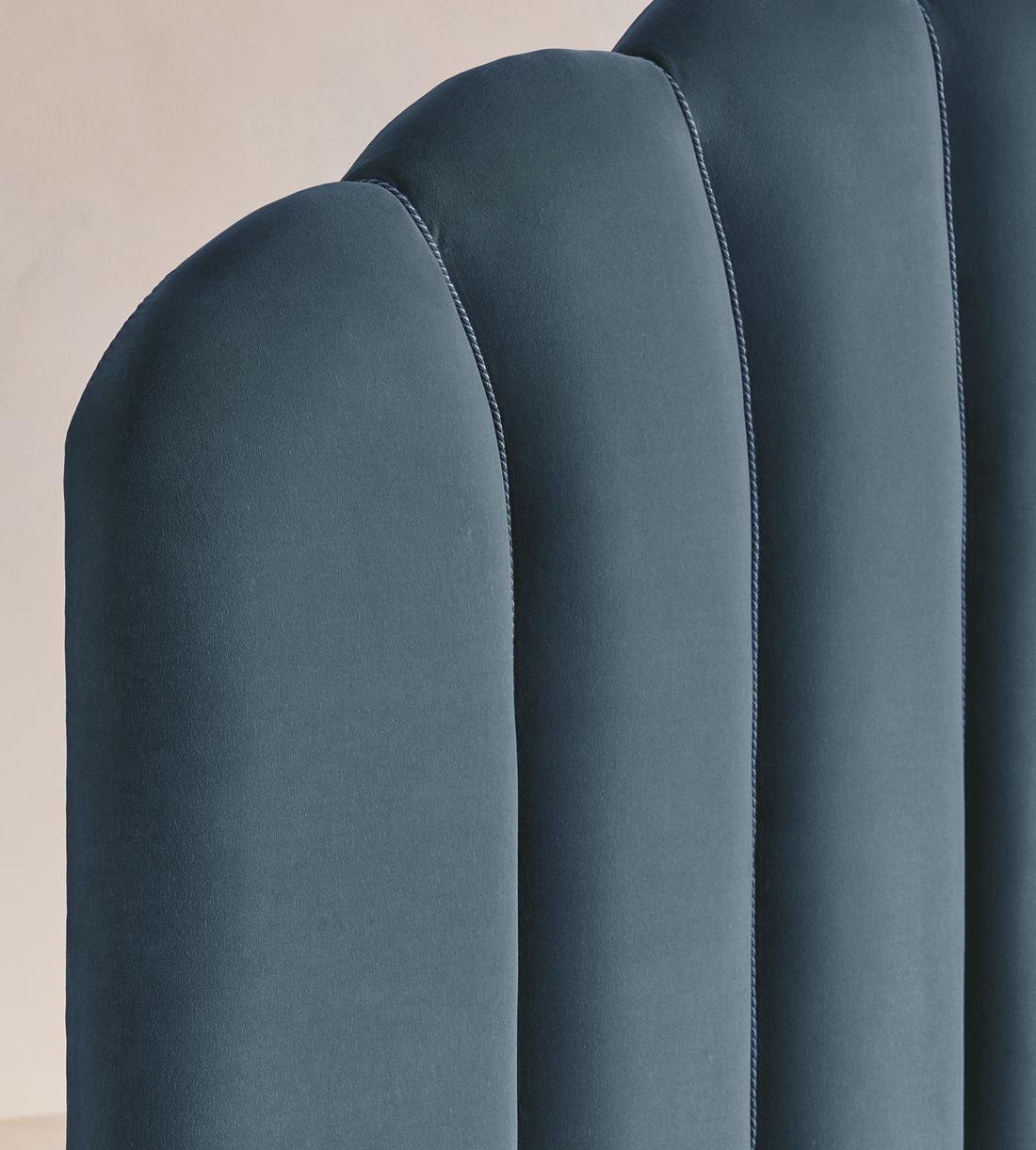 Manette Bed - with Twisted Cord - Double - Velvet - Grey Blue - Images - Image 4