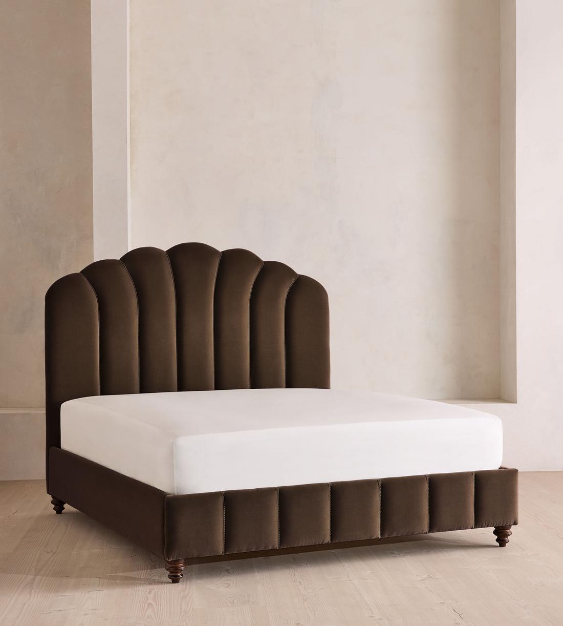 Manette Bed - with Twisted Cord - Full - Velvet - Chocolate - US - Listing - Image 1