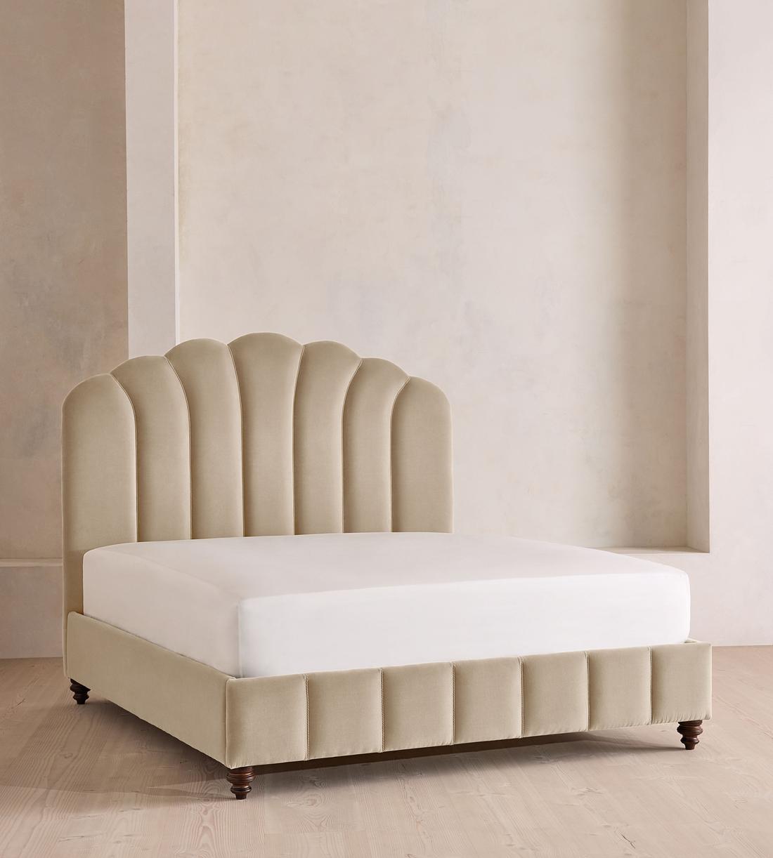 Manette Bed - with Twisted Cord - Full - Velvet - Oyster - US - Listing - Image 1
