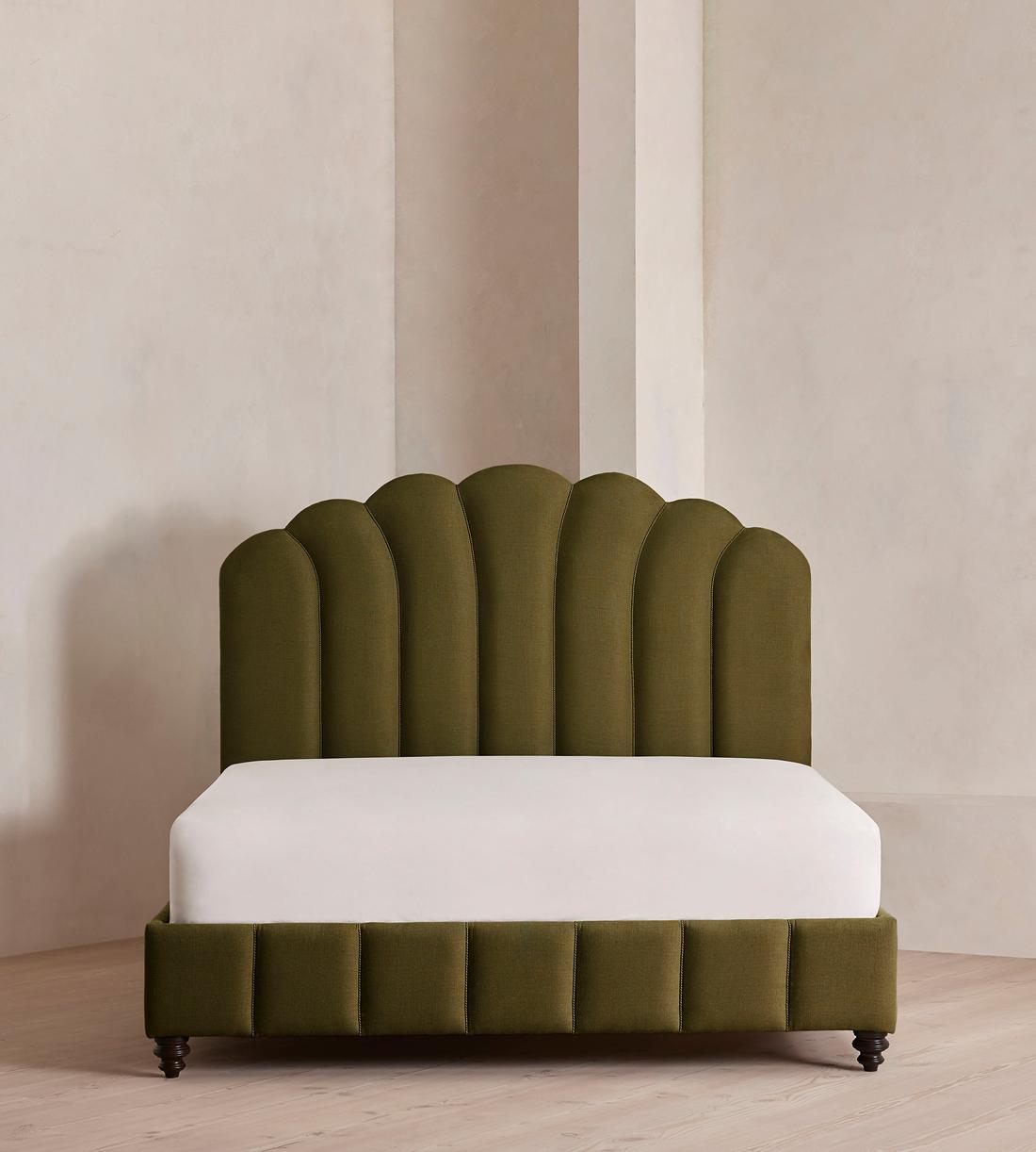 Manette Bed - with Twisted Cord - Double - Linen - Olive - Listing - Image 2