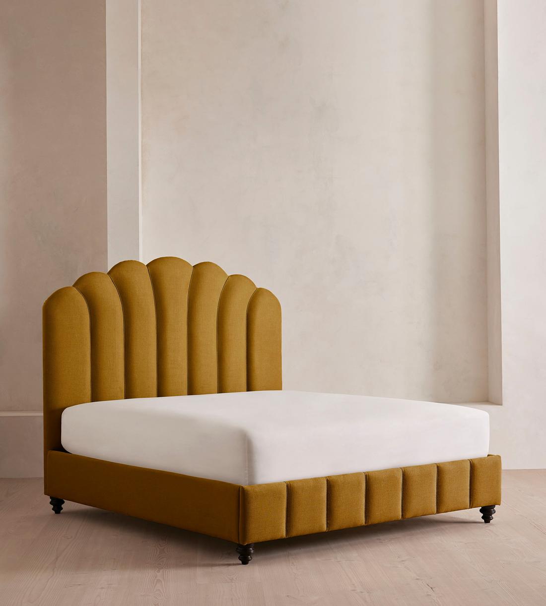 Manette Bed - with Twisted Cord - Full - Linen - Turmeric - US - Listing - Image 1