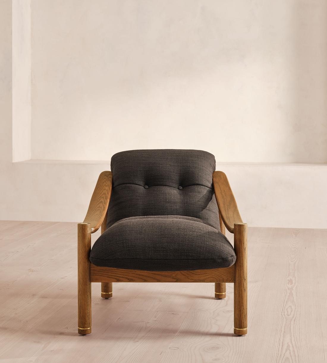 Karine Armchair - Dark Stain - Wool Linen - Cacao - UK - Listing - Image 3