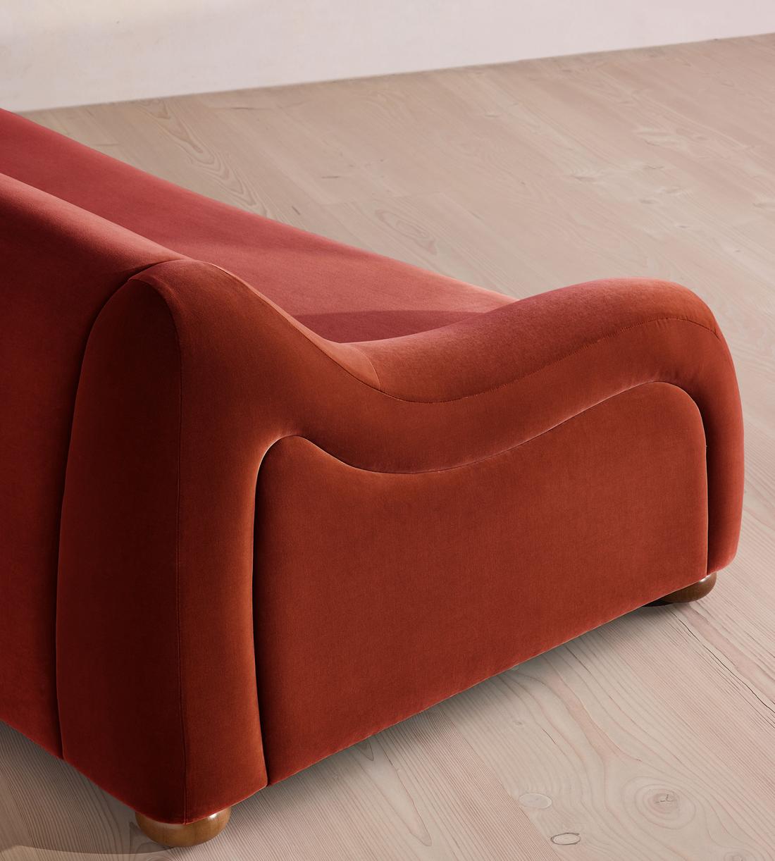 Liana Three Seater Sofa - Velvet - Rust - UK - Images - Image 6