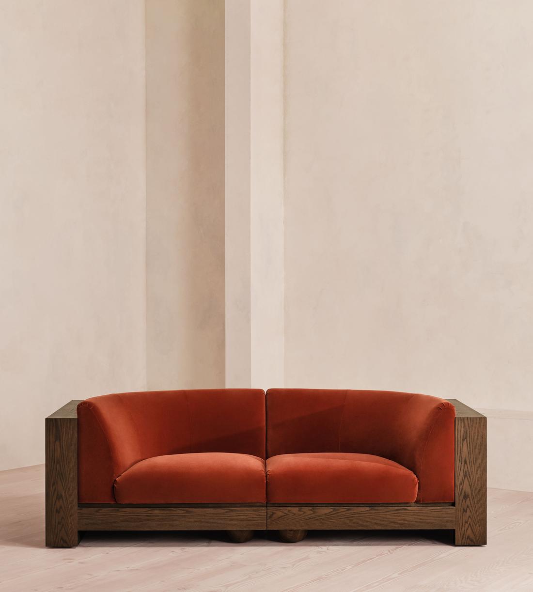 Carter Three Seater Sofa - Velvet - Rust - UK - Listing - Image 3