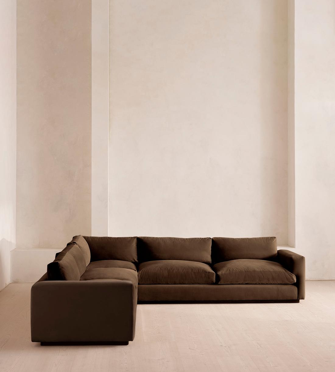 Mossley Corner Sofa - Velvet - Chocolate - Listing - Image 2
