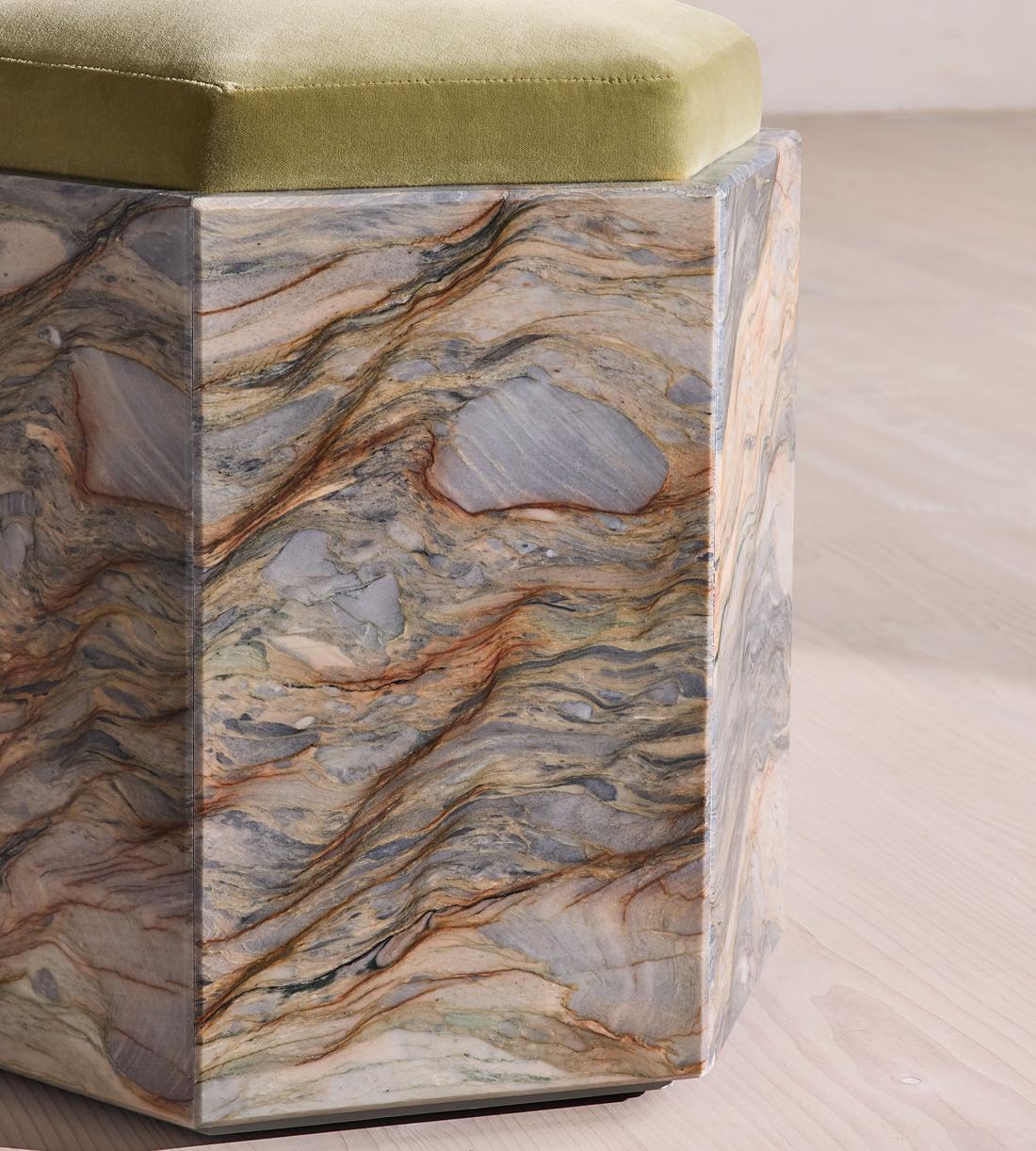 Novi Footstool - Velvet - Lichen - US - Images - Image 4