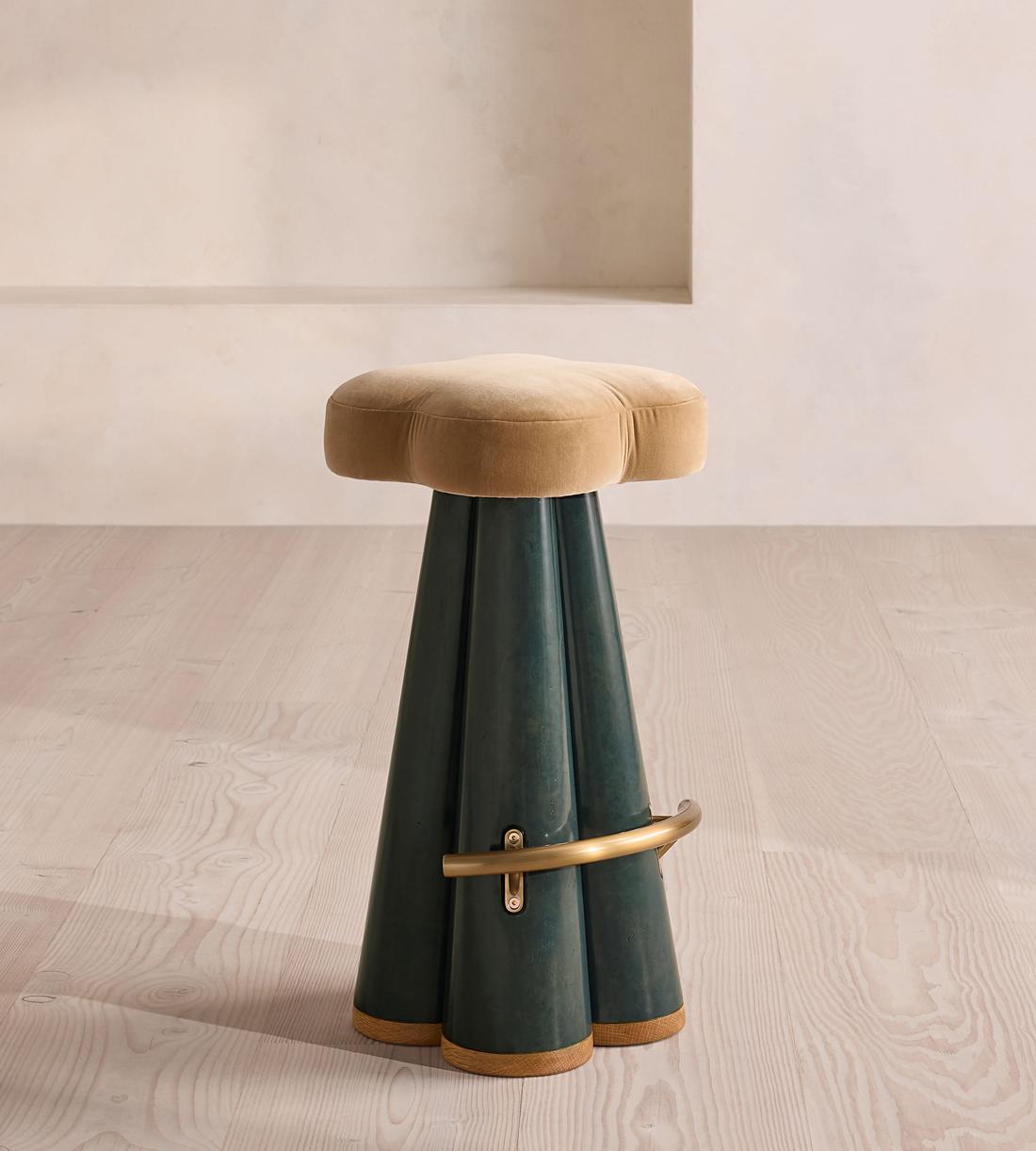 Albany Barstool - Velvet - Camel - US - Listing - Image 1