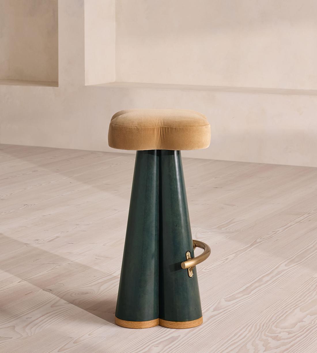 Albany Barstool - Velvet - Camel - US - Images - Image 3