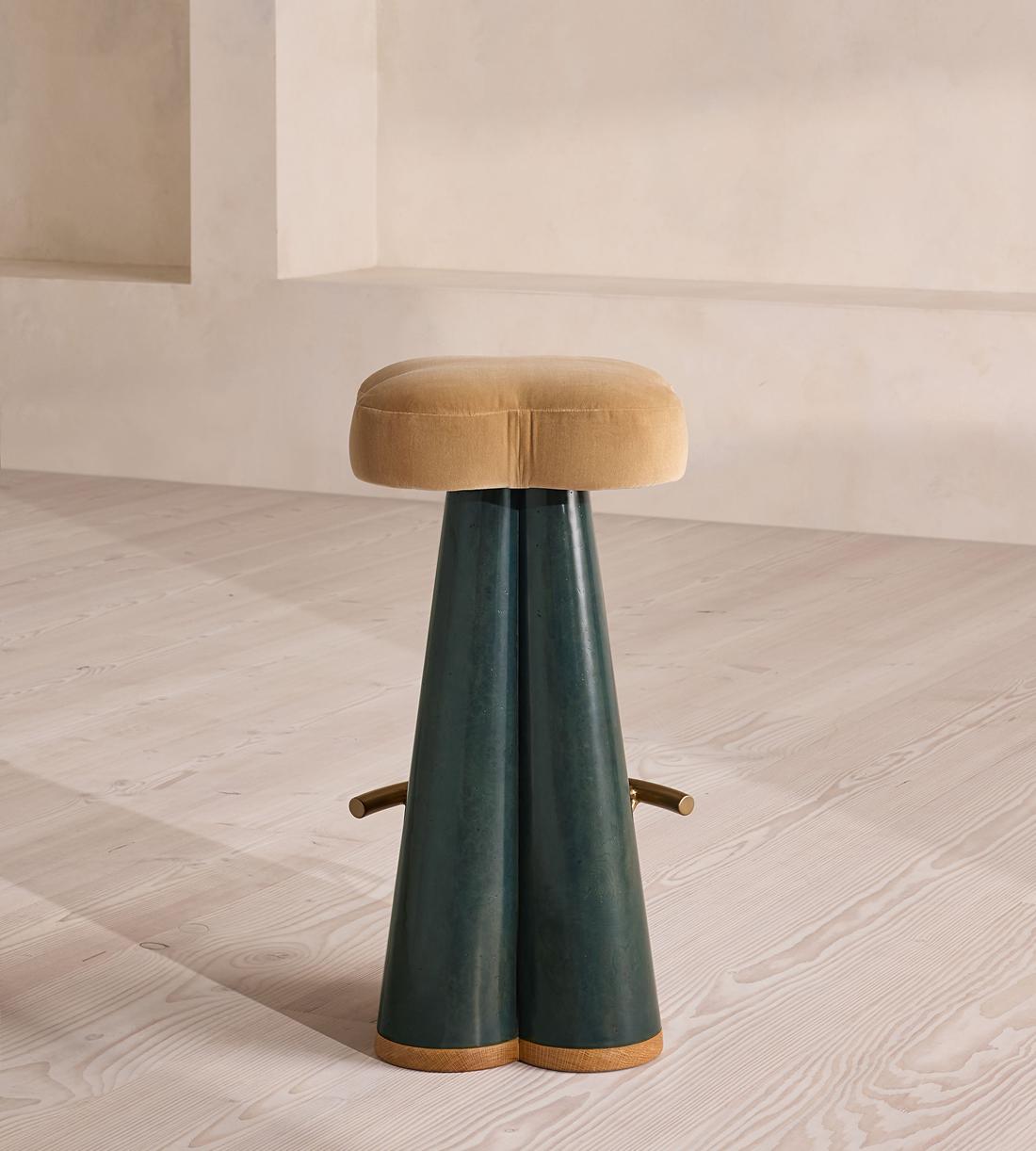 Albany Barstool - Velvet - Camel - US - Images - Image 4