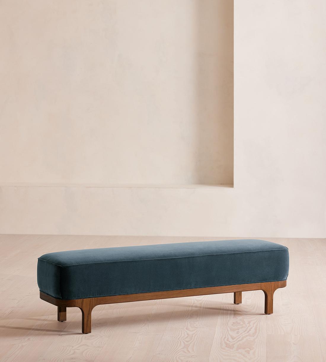 Belsa Bench - Velvet - Grey Blue - US - Listing - Image 1