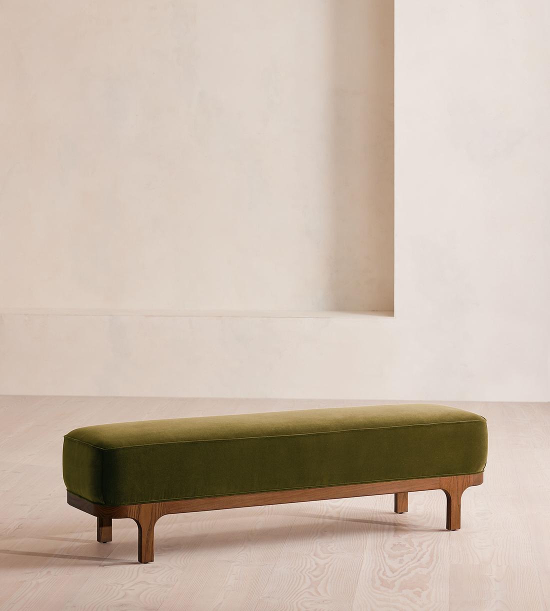 Belsa Bench - Velvet - Olive - Listing - Image 1