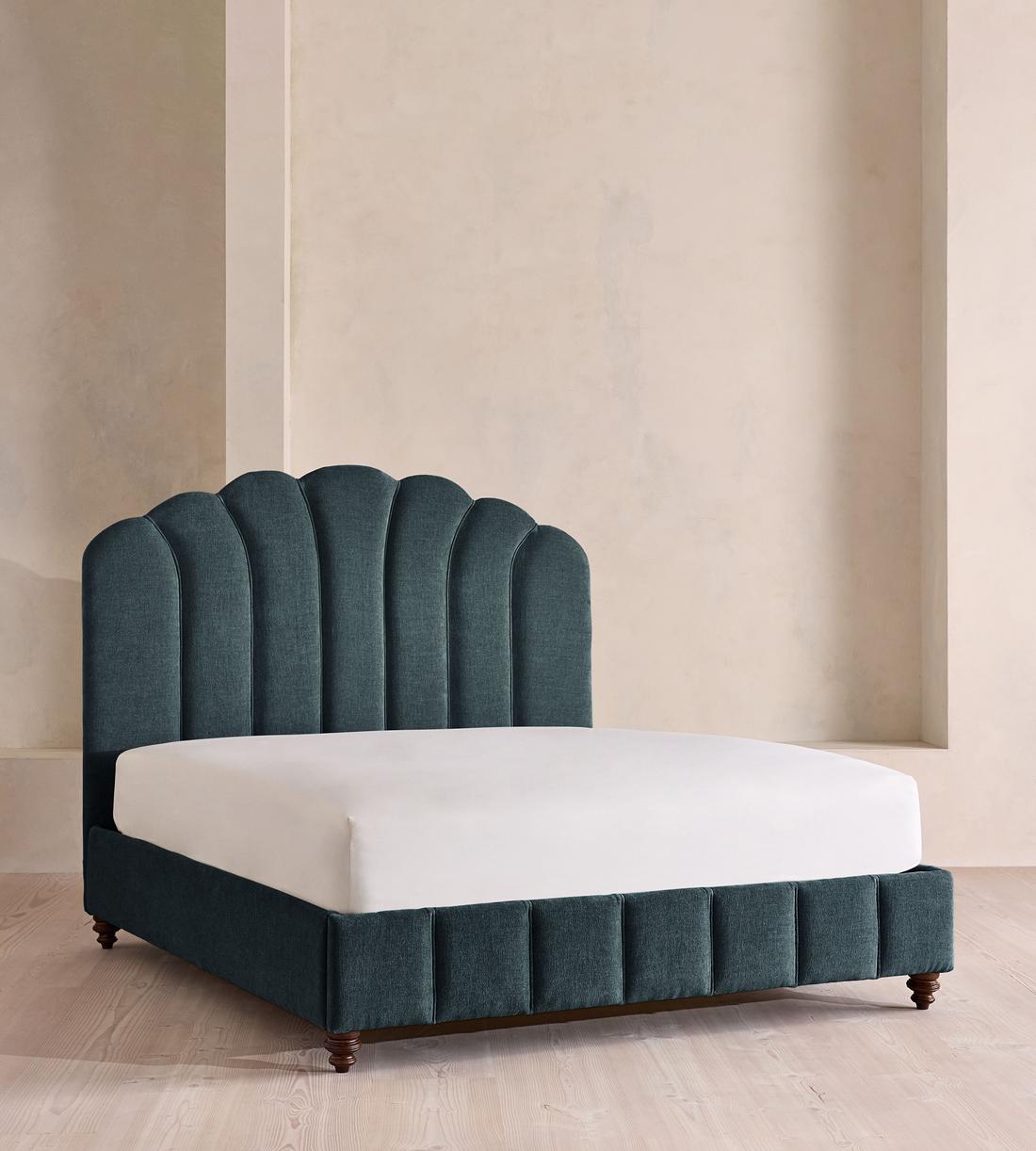 Manette Bed - King - Linen Chenille - Deep Teal - US - Listing - Image 1