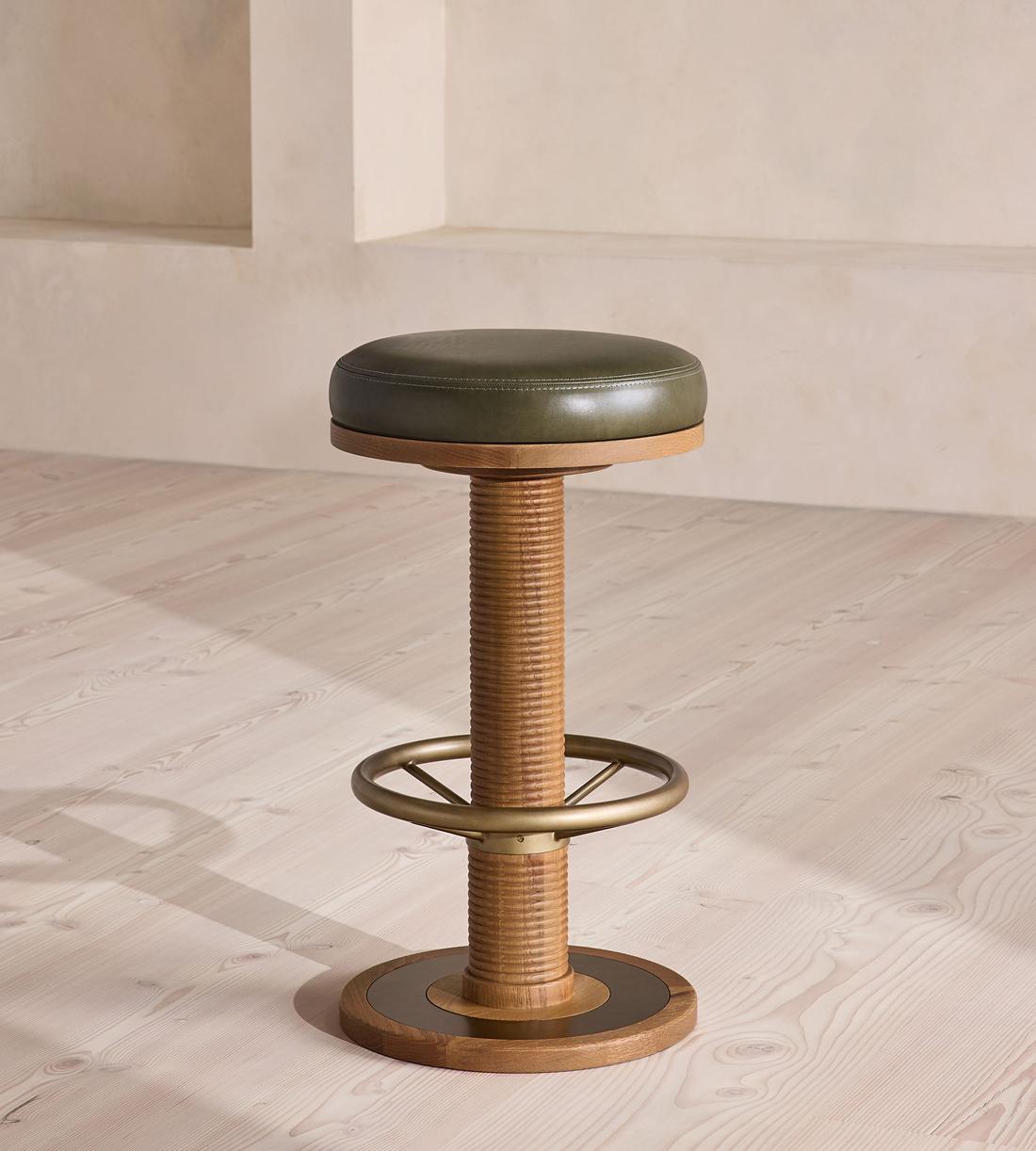 Bryden Counter Barstool - Leather - Moss - UK - Listing - Image 1