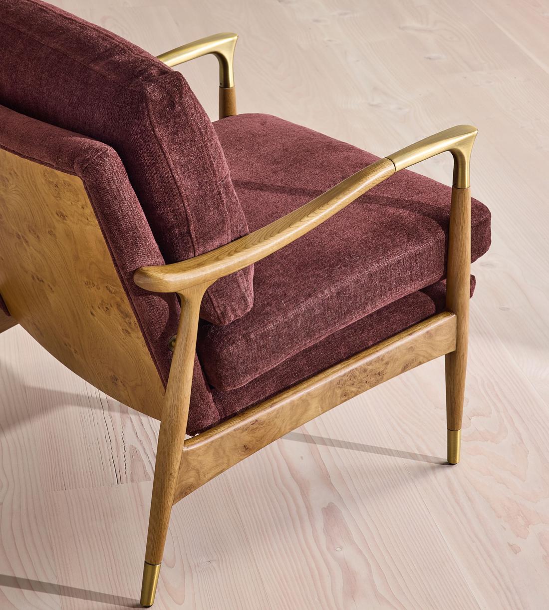 Theodore Burl Armchair - Linen Chenille - Bordeaux - UK - Images - Image 7