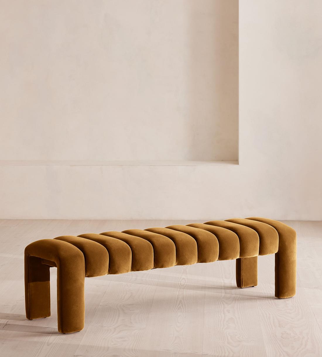 Willis Bench - Velvet - Mustard - Listing - Image 1