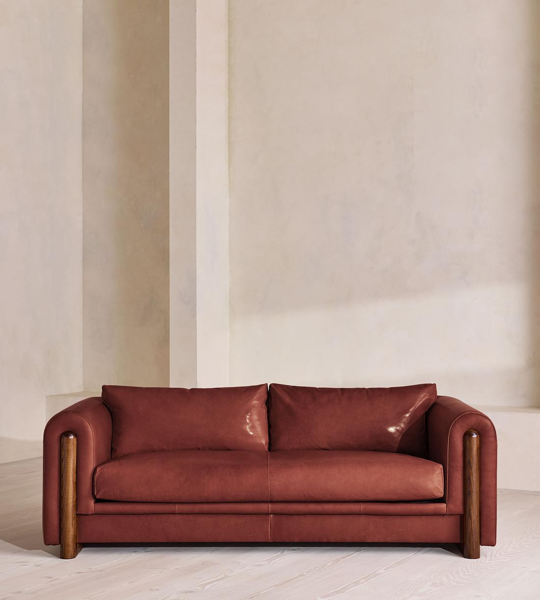 Farrell Three Seater Sofa - Leather - Sangria - UK - Listing - Image 1