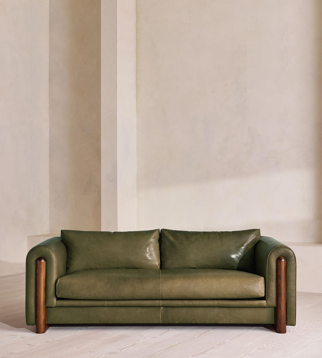 Farrell Three Seater Sofa - Leather - Moss - UK - Listing - Image 1