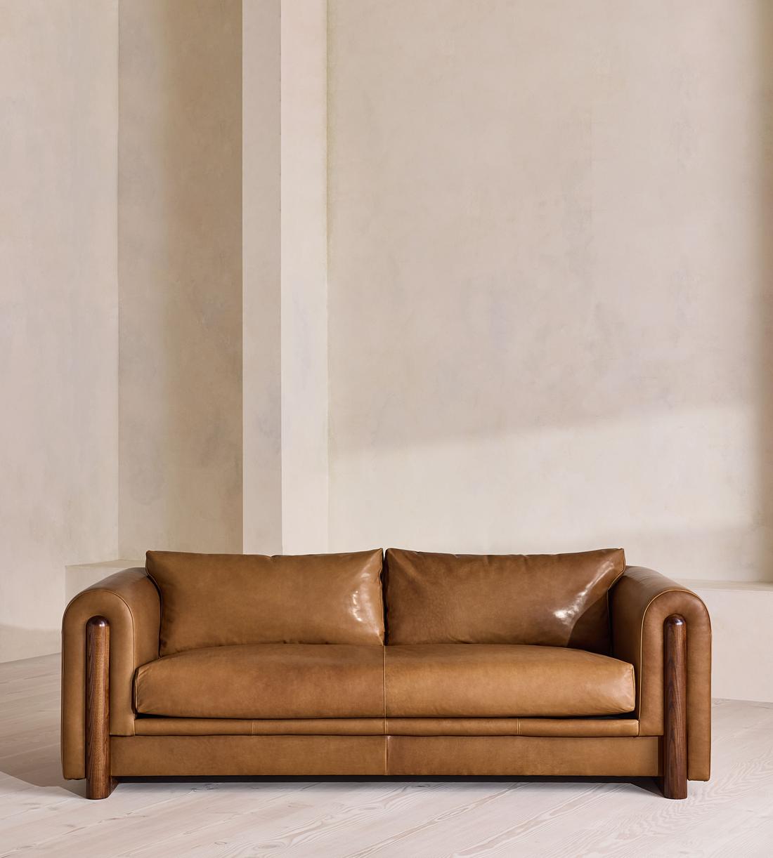 Farrell Three Seater Sofa - Leather - Chestnut - UK - Listing - Image 1