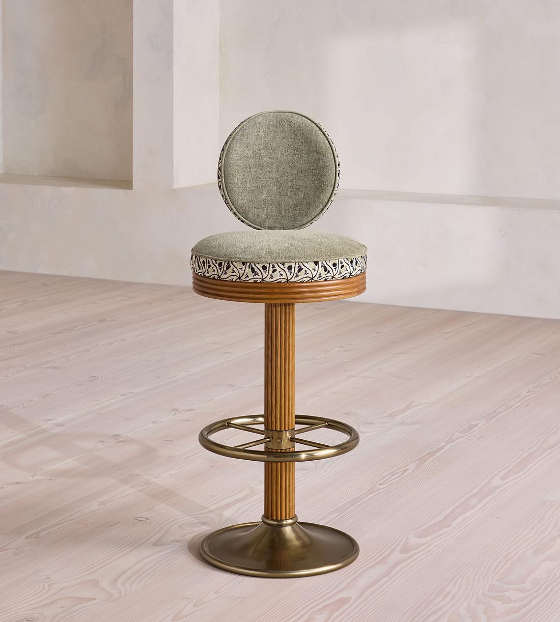 Alma Barstool - Murphy Jacquard & Sage Linen Chenille - UK - Listing - Image 1