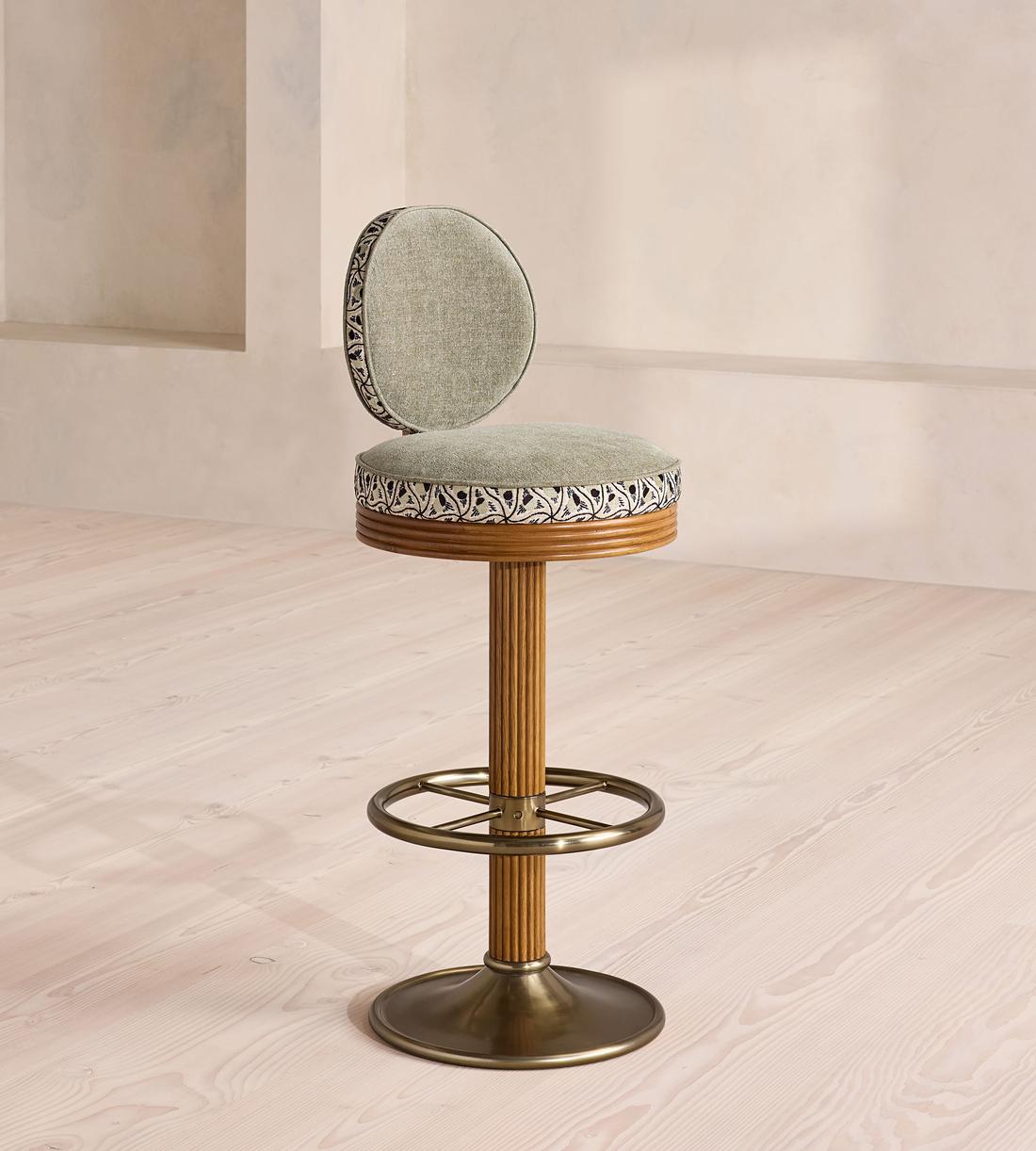 Alma Barstool - Murphy Jacquard & Sage Linen Chenille - UK - Listing - Image 2